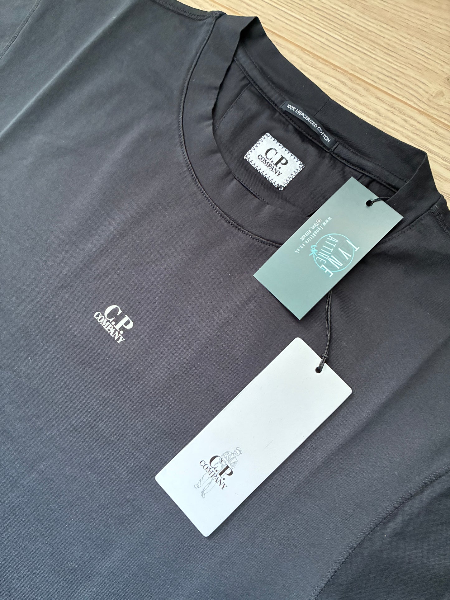 C.P. Company Mercerized Jersey 70/2 Gasato Spellout Logo Black Crewneck T-Shirt