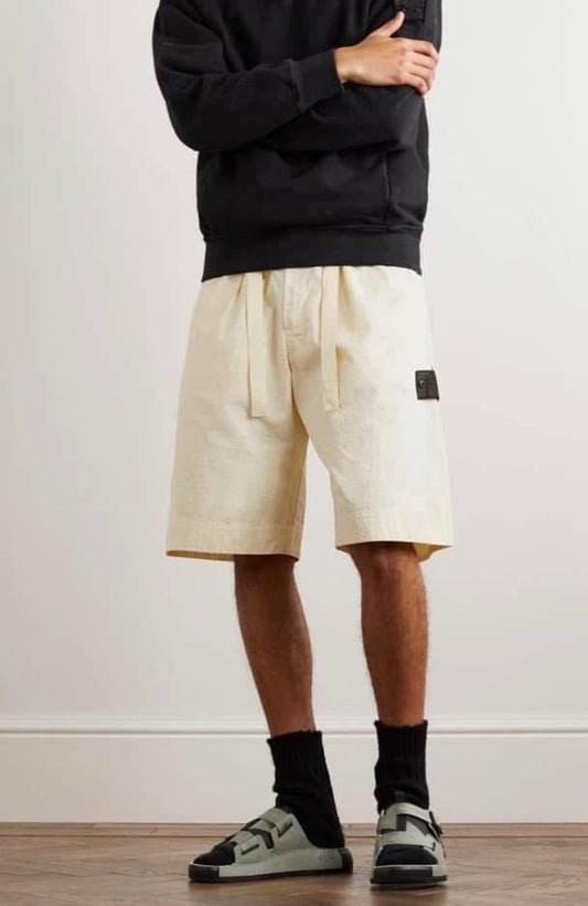 Stone Island Shadow Project L0117 Cotton/Nylon Blend Ripstop-TC Butter Beige Bermuda Shorts
