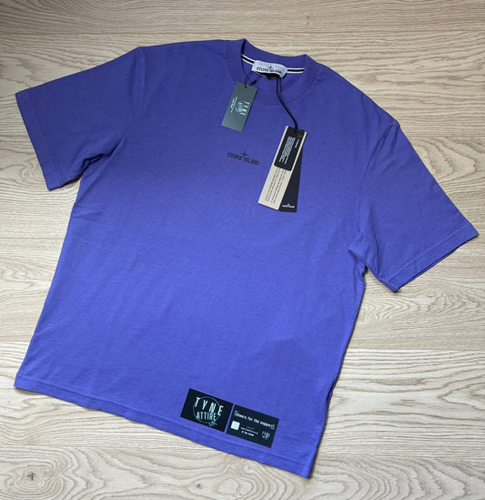 Stone Island 2100037 ‘Industrial Print’ Spellout/Graphic Back Logo Violet Lavender Crewneck T-Shirt