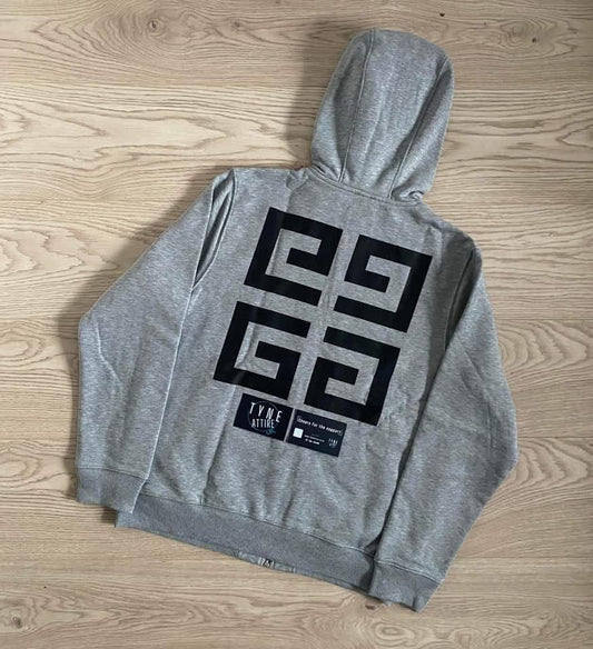 Givenchy Spellout ‘4G’ Logo Cotton Marl Grey Zip Up Hoodie
