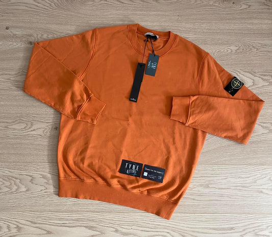 Stone Island 63051 Garment Dyed Orange Crewneck Sweater