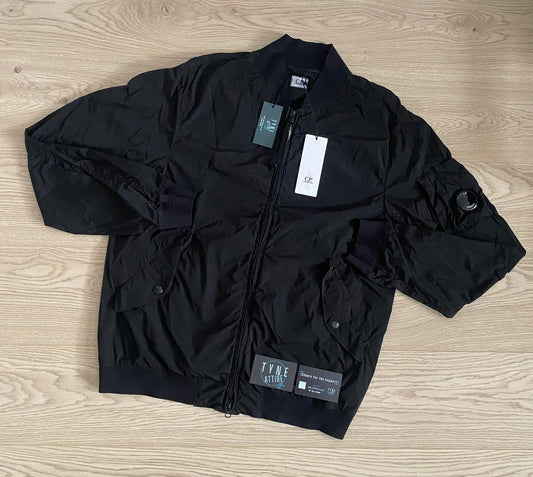 C.P. Company Nycra-R Garment Dyed Pocket Arm Lens Black Bomber Jacket