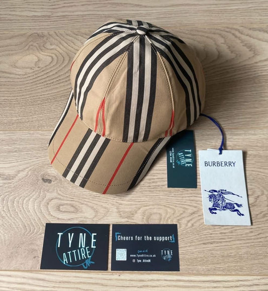 Burberry IP Icon Striped Cotton Adjustable 6 Panel Archive Beige Cap