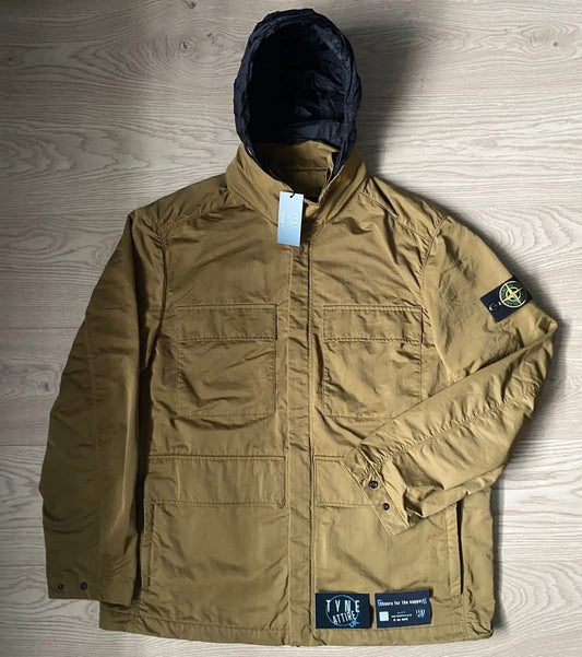 Stone Island 42730 Hyper Dense Nylon Raso Lightweight Hideaway Hood Utility Jacket
