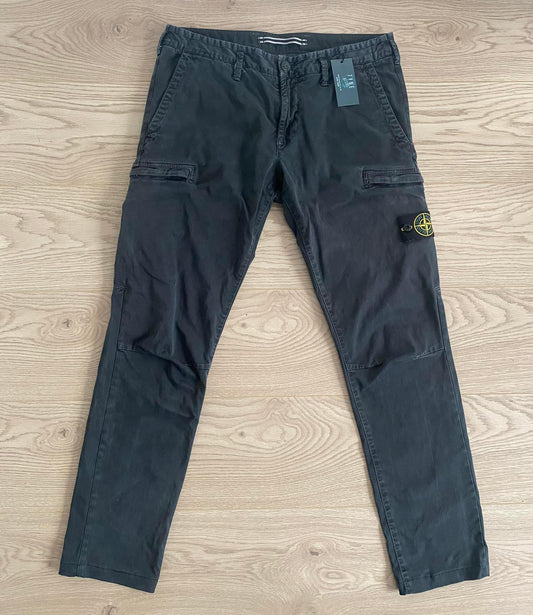 Stone Island 321L1 Type SK Garment Dyed Six Pocket Charcoal Black Cargo Trousers