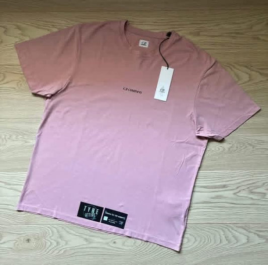 C.P. Company Diagonal Raised Fleece Bermuda Lens Pocket Cargo Joggers & 30/1 Spellout Logo Rose Pink Crewneck T-Shirt Set