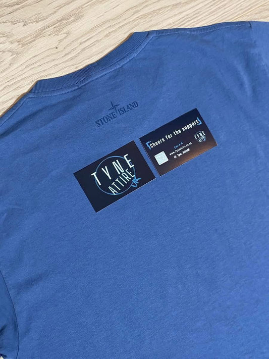 Stone Island 2NS83 ‘Mosiac One’ Graphic Logo Avio Blue Crewneck T-Shirt