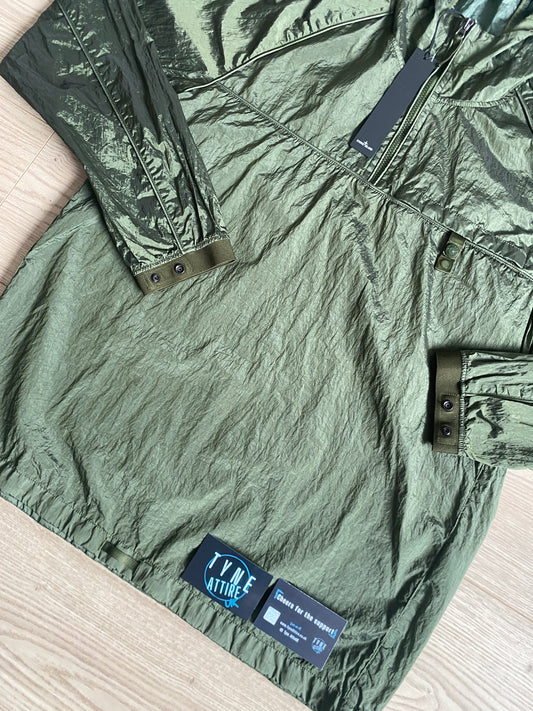 Stone Island 41720 Regenerated Nylon Metal Watro-TC Econyl 1/4 Zip Khaki Green Hooded Packable Smock Jacket