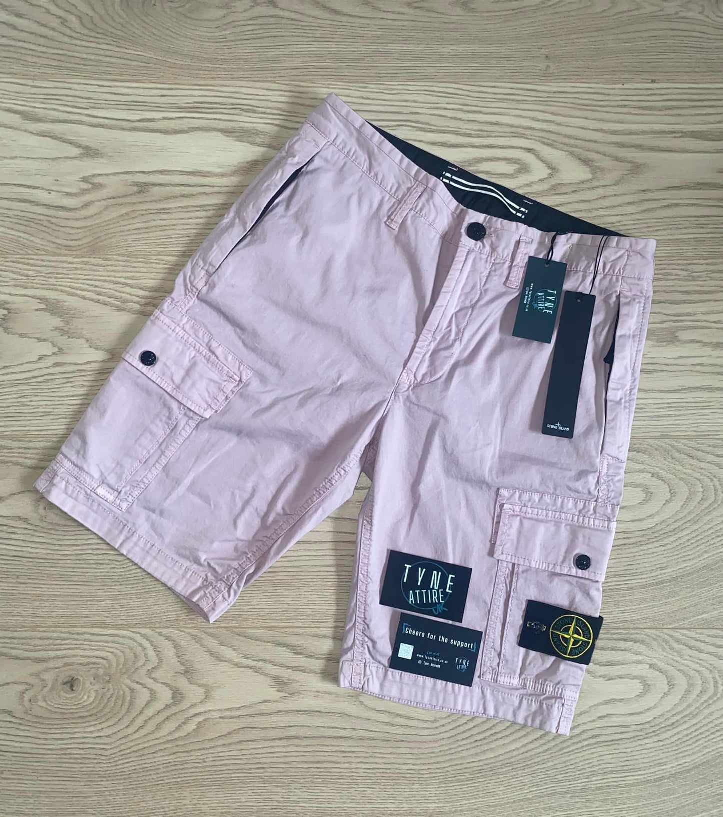 Stone Island L1119 Old Treatment Type SL Supima Cotton Rose Quartz Bermuda Cargo Shorts