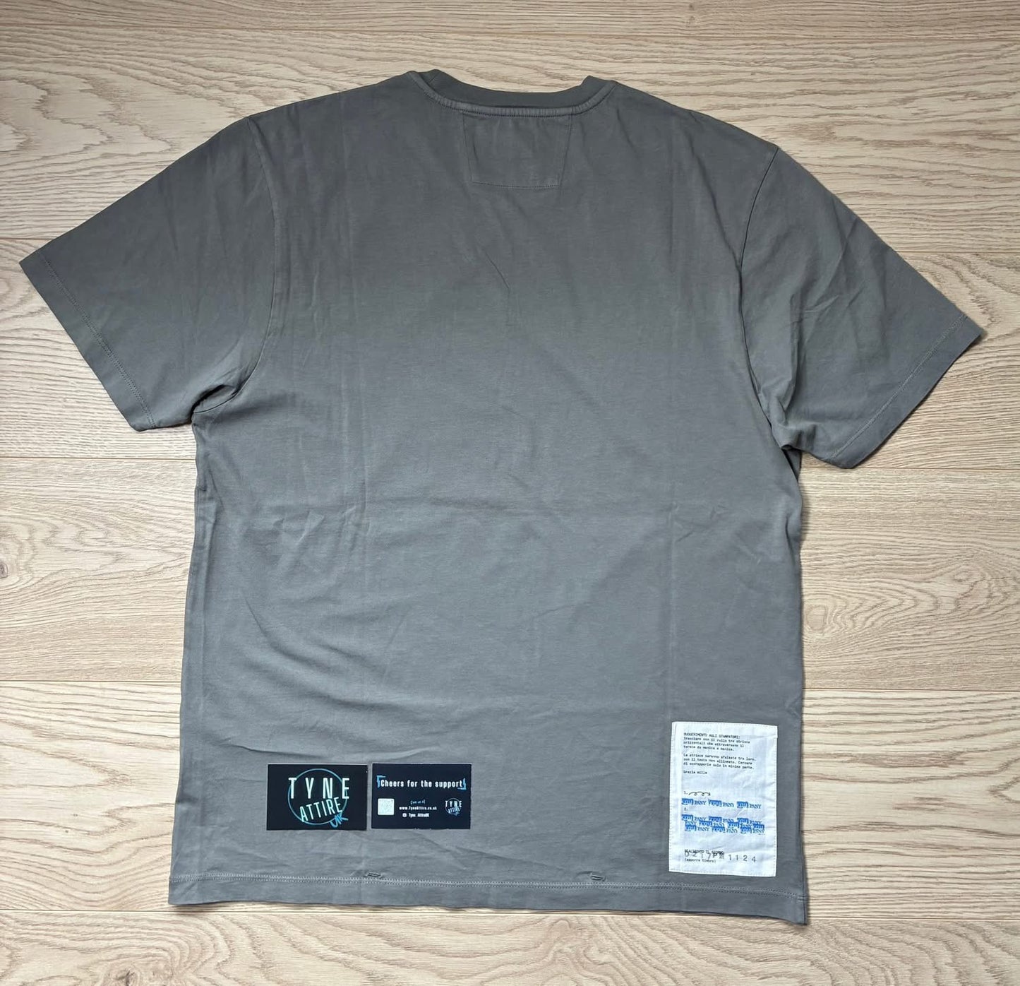 C.P. Company 24/1 Jersey Horizontal Spellout Chest Logo Grey Crewneck T-Shirt
