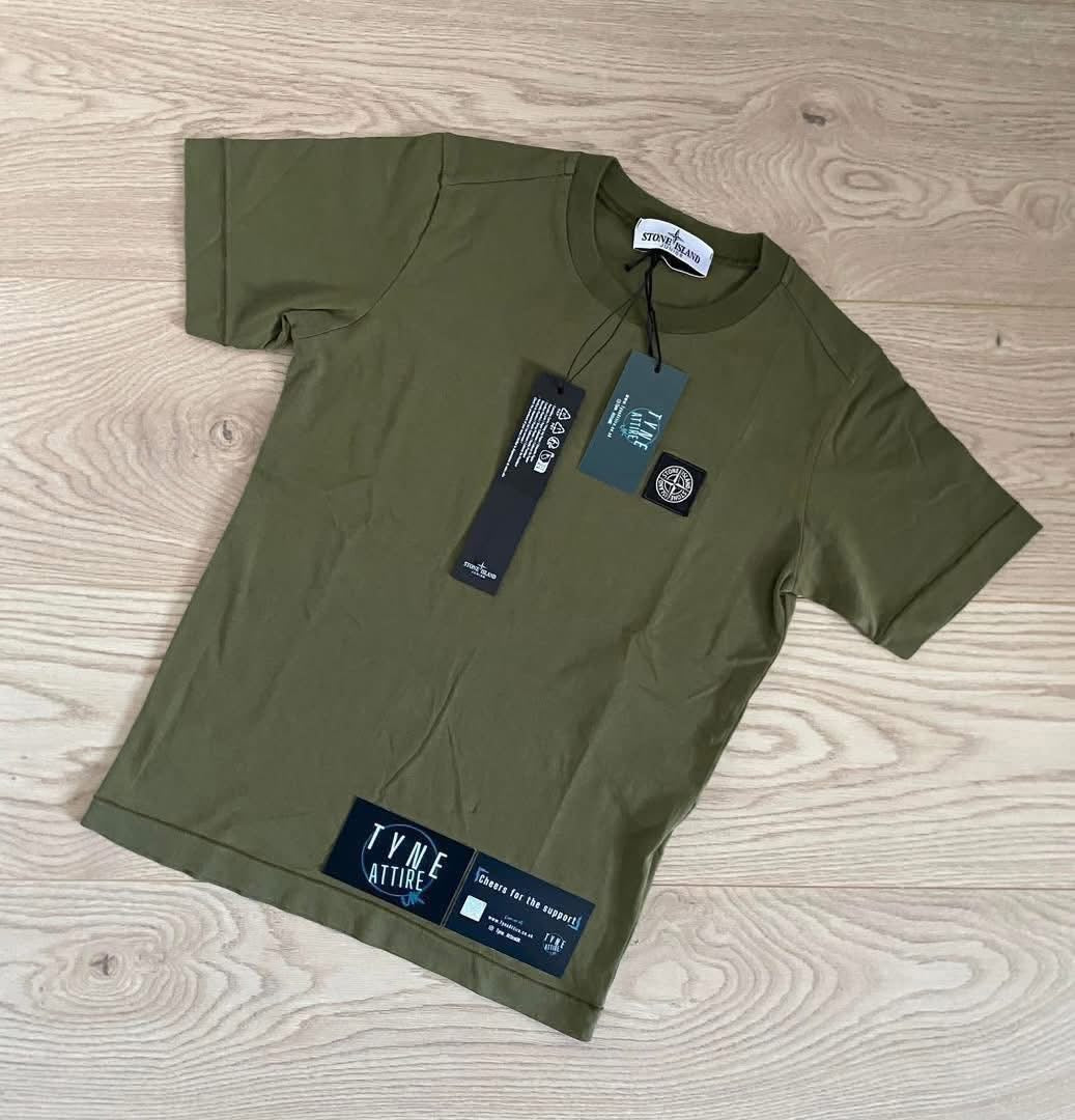 Stone Island Junior 20147 GD Compass Patch Logo Military Green T-Shirt