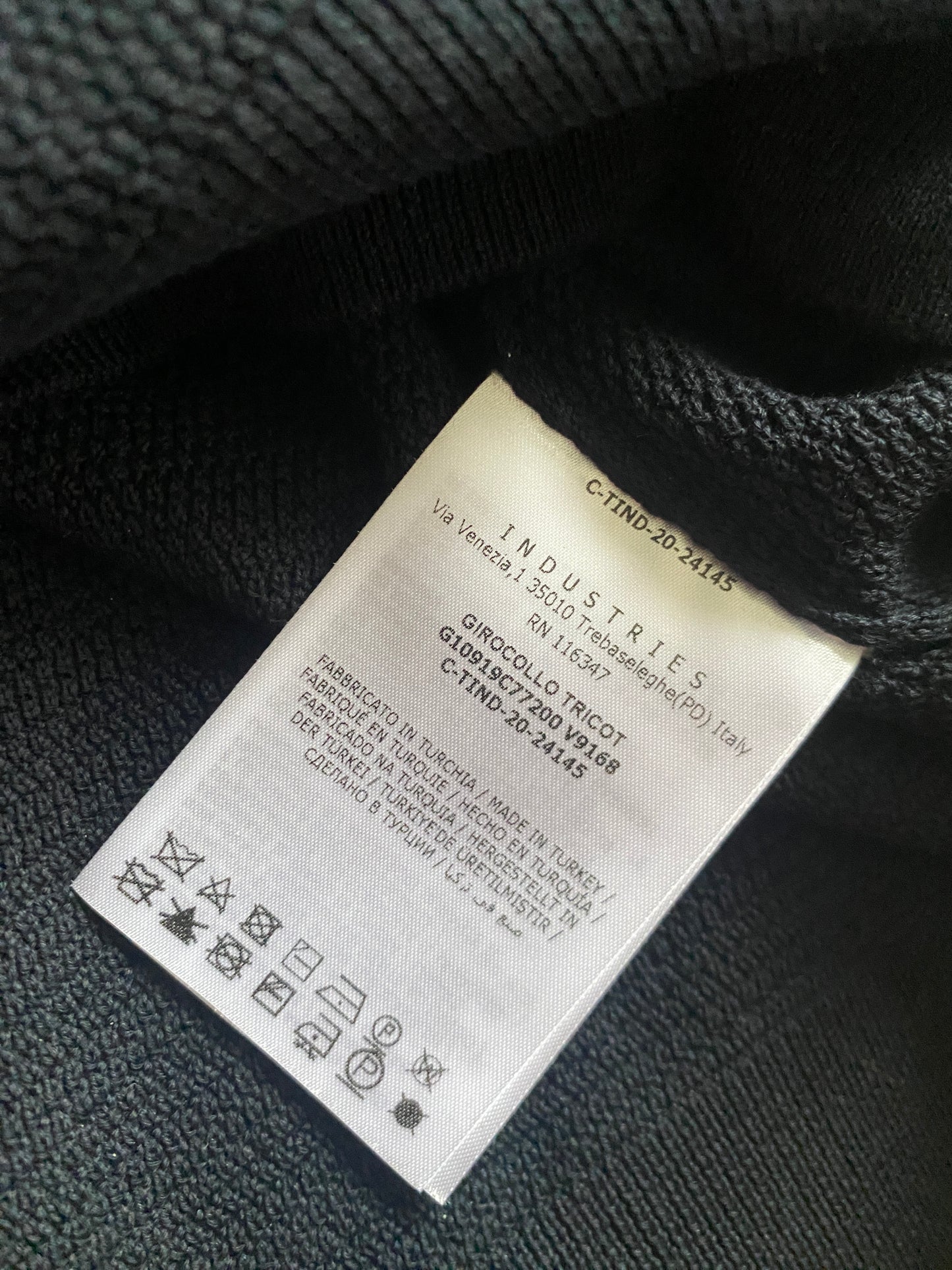 Moncler Girocollo Tricot Embroidered Arm Patch Logo Cotton Knit Pullover Navy Blue Drawstring Crewneck Hoodie