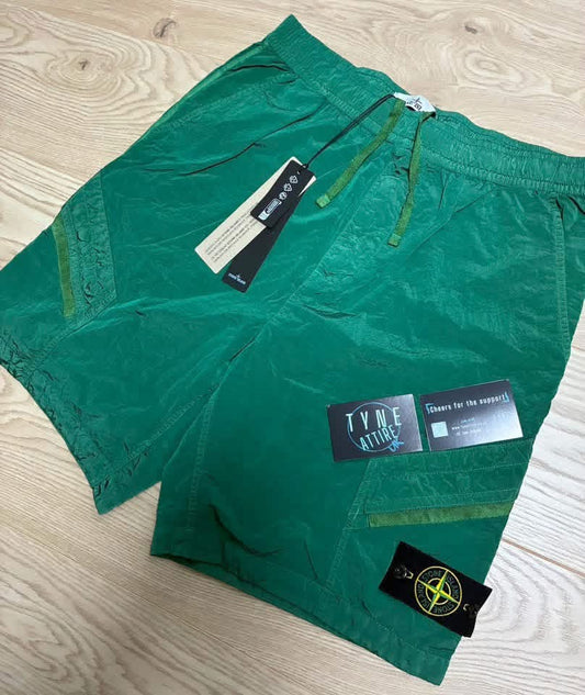 Stone Island L1719 ‘Type CO’ Nylon Metal Econyl Green Bermuda Cargo Shorts