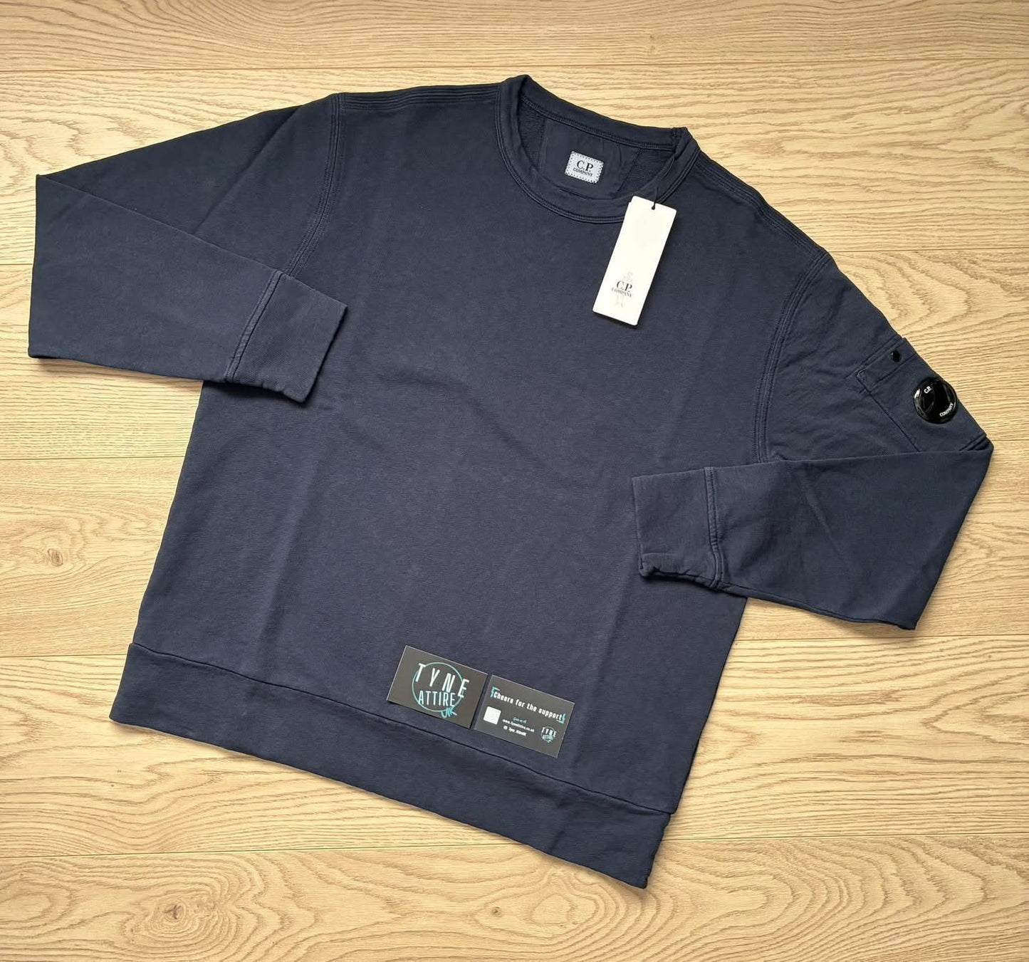 C.P. Company Malfilè Fleece Arm Pocket Lens Navy Blue Crewneck Sweater