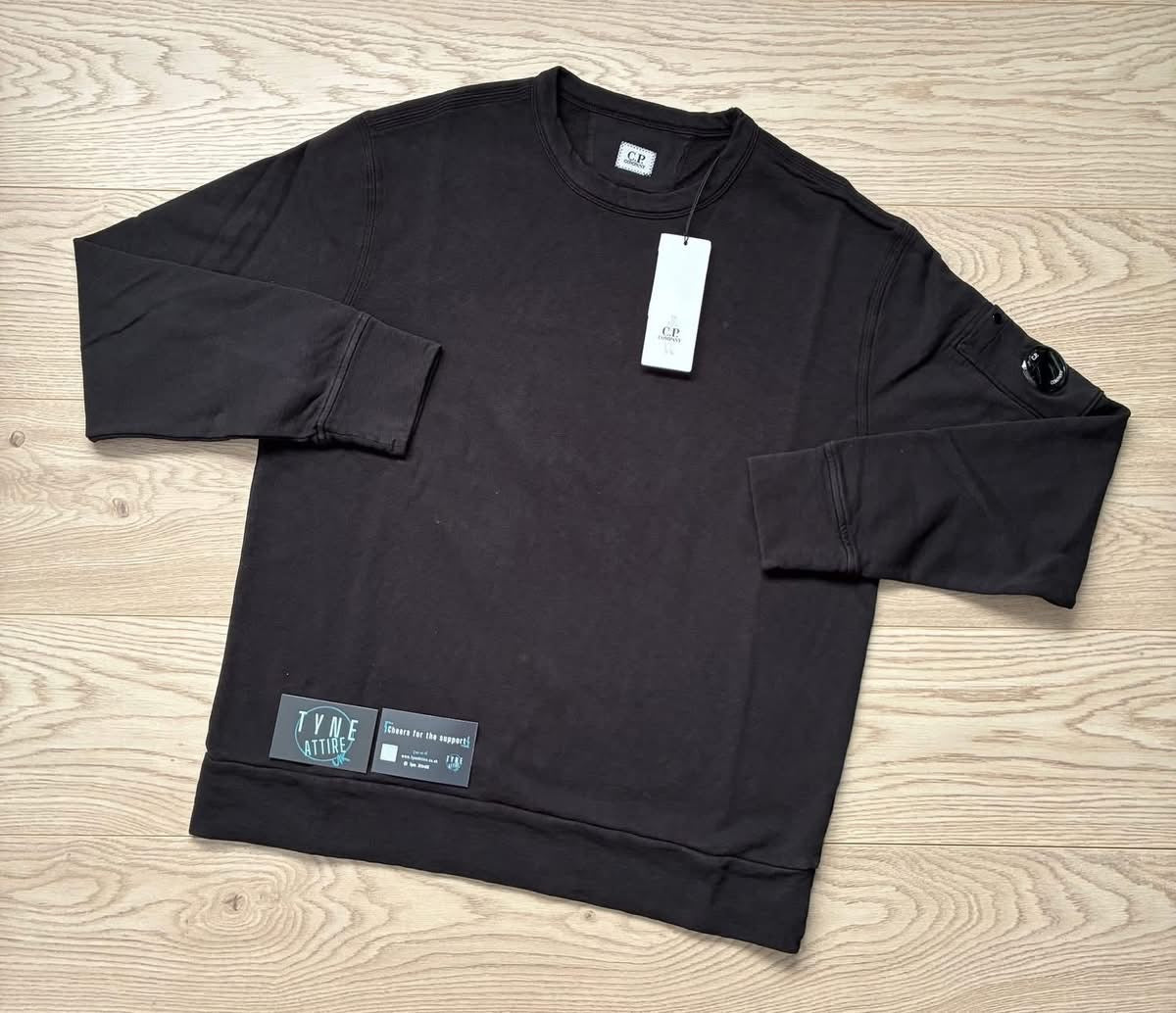 C.P. Company Malfilè Fleece Arm Pocket Lens Black Crewneck Sweater