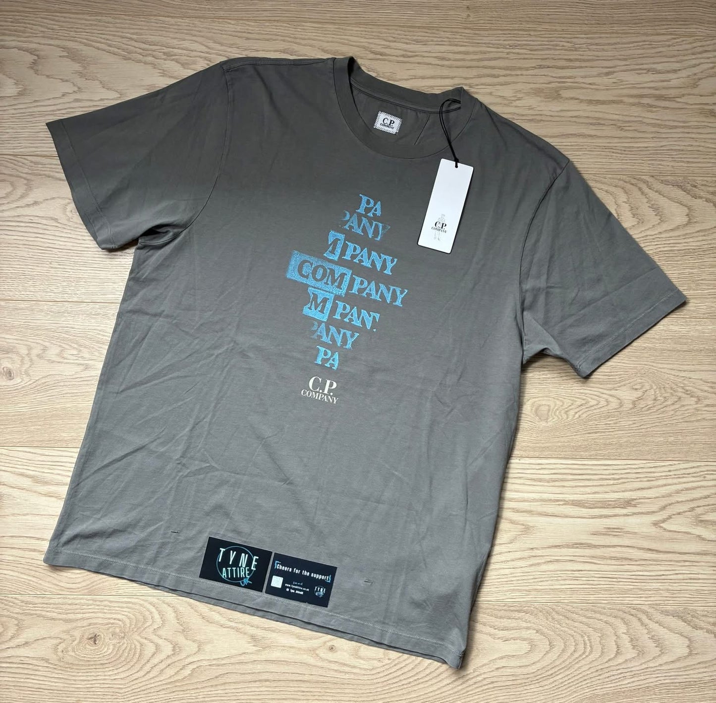 C.P. Company 24/1 Jersey Diamond Spellout Chest Logo Grey Crewneck T-Shirt