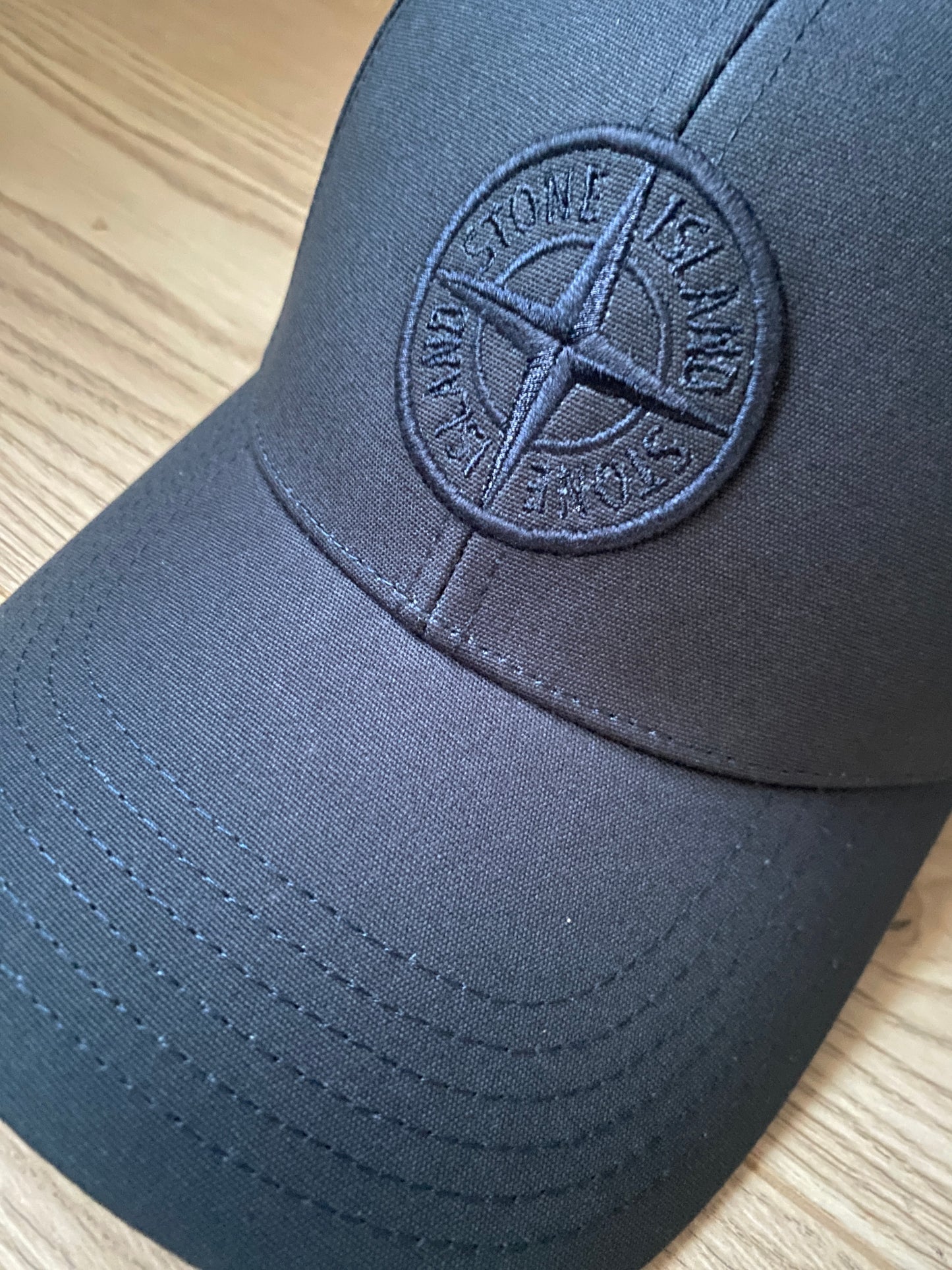 Stone Island 99661 Cotton Rep Embroided Compass Logo Adjustable Navy Blue Cap