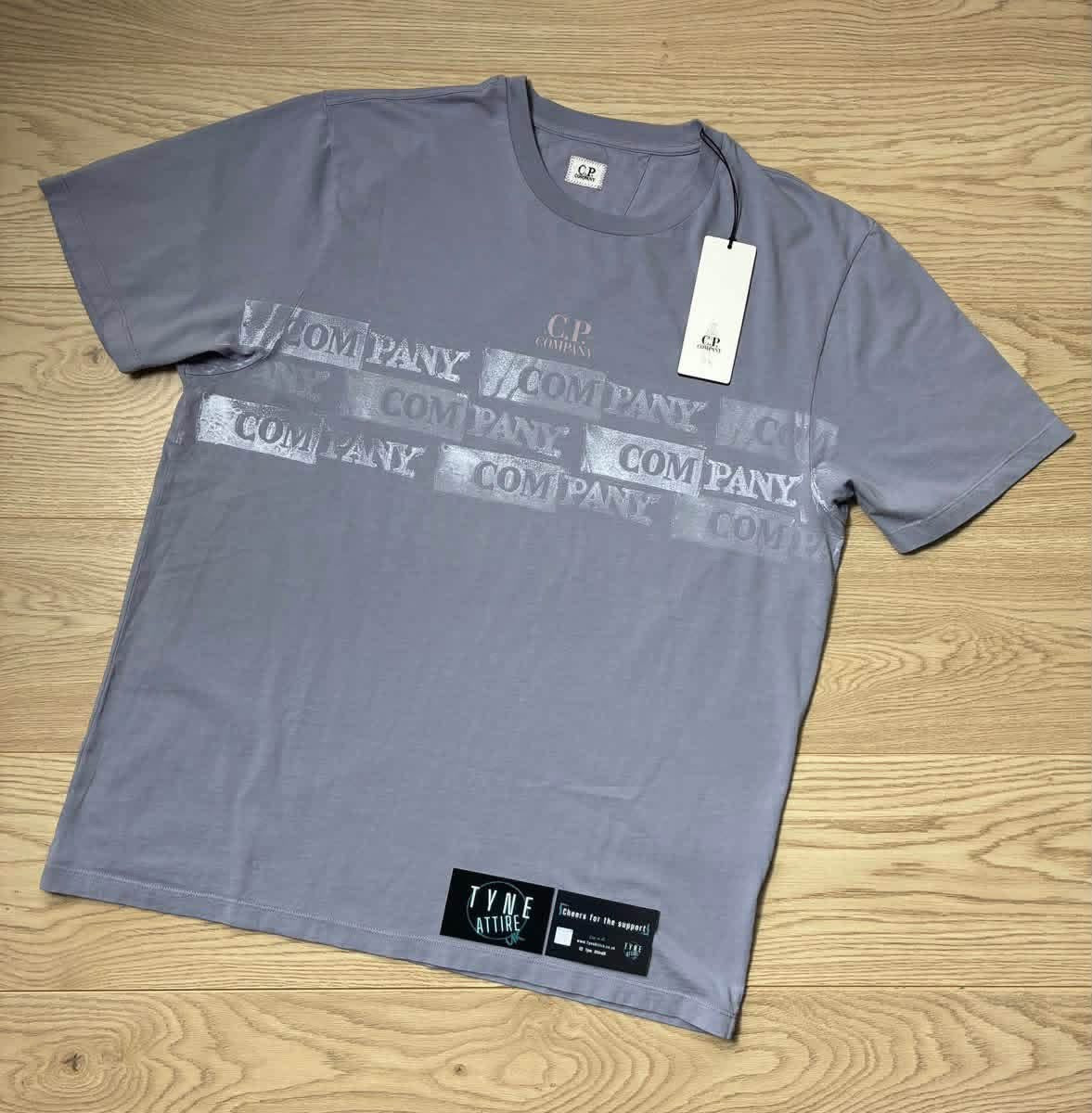 C.P. Company 24/1 Jersey Horizontal Spellout Chest Logo Lavender Crewneck T-Shirt
