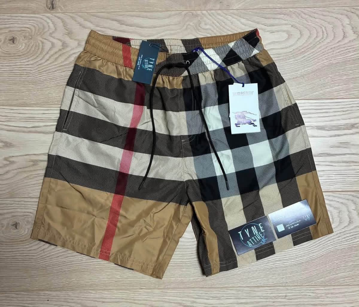 Burberry Guildes Oversize IP Check Archive Beige Drawstring Swim Shorts