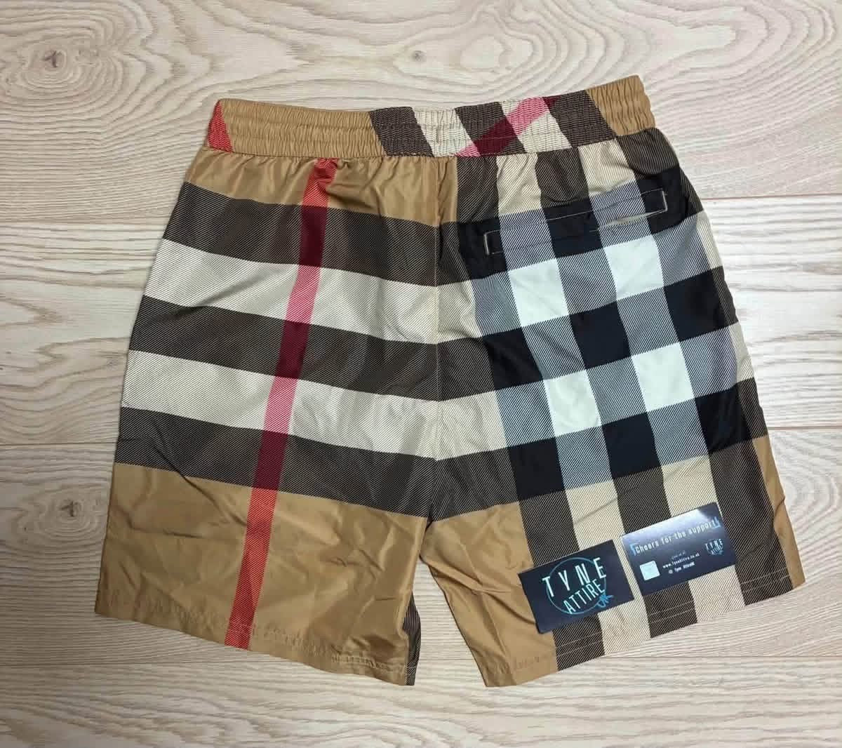 Burberry Guildes Oversize IP Check Archive Beige Drawstring Swim Shorts