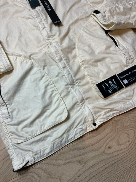 Stone Island 410006 Organic Look Nylon Panama-TC Garment Dyed Ivory White Jacket