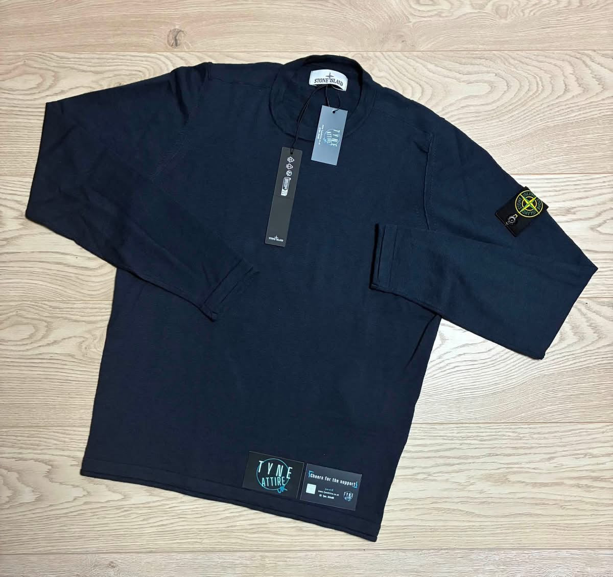 Stone Island 5100052 Garment Dyed Organic 14 Gauge Co/Ny Blend Navy Blue Crewneck Sweater