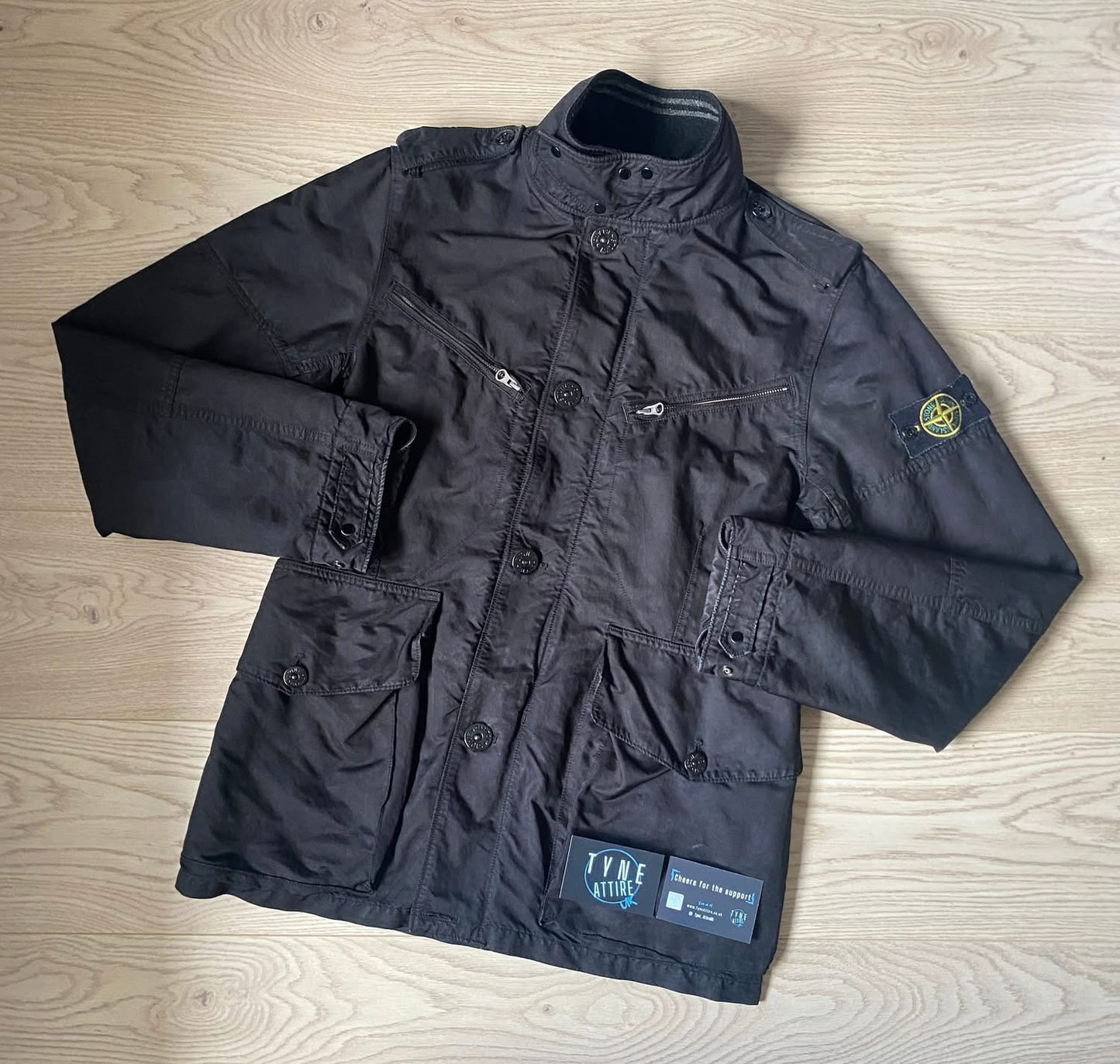 Stone Island 54849 David-TC Dual Zip Pocket Quilted Lined Black Utility Jacket