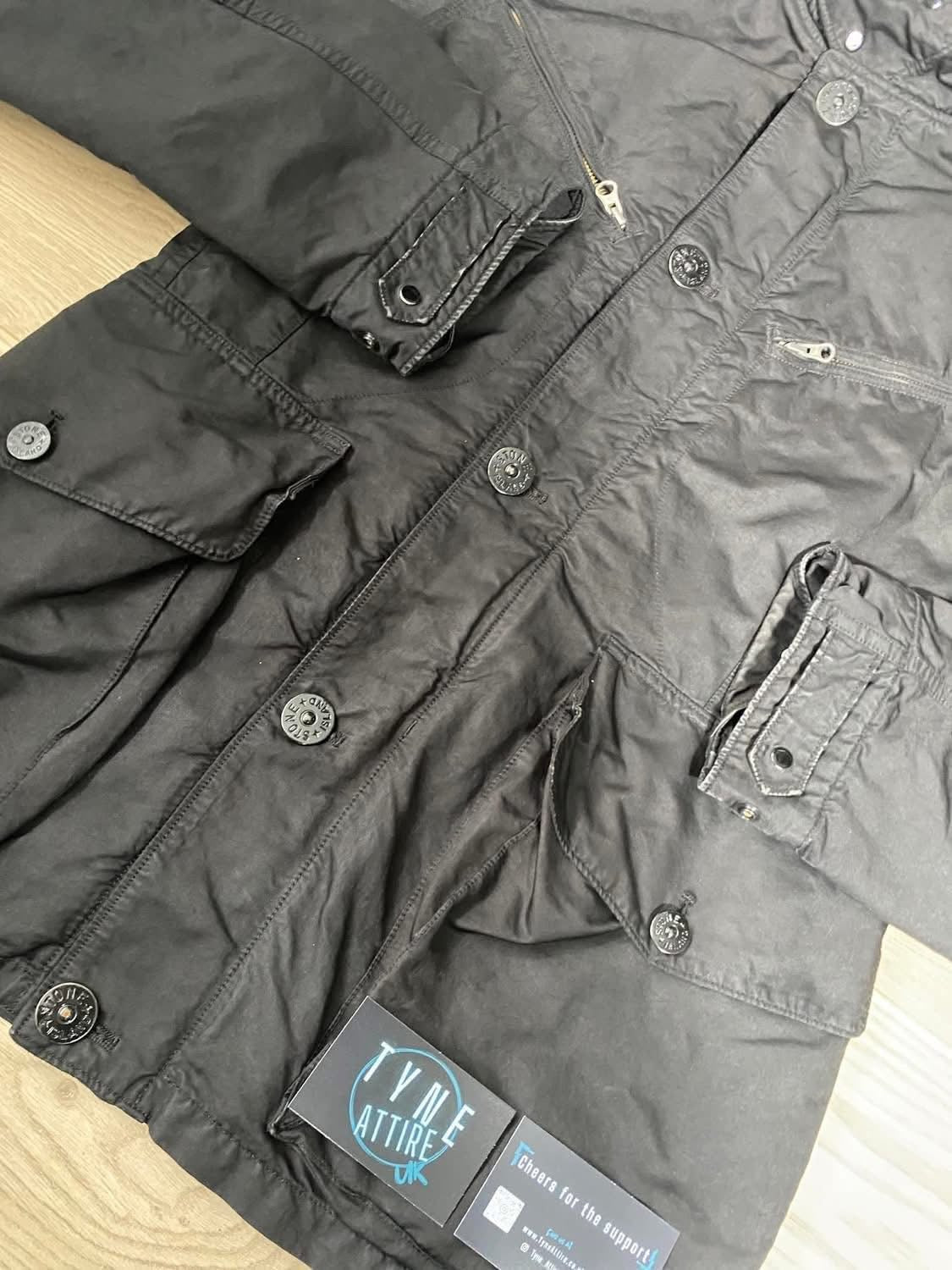 Stone Island 54849 David-TC Dual Zip Pocket Quilted Lined Black Utility Jacket