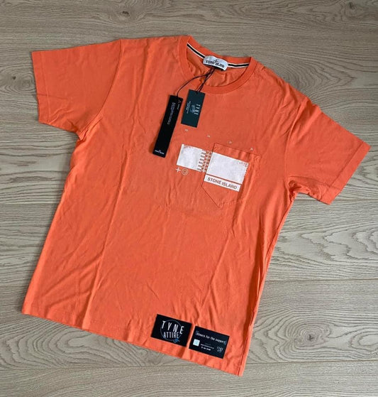Stone Island 24685 “Drone Three” GD Graphic Logo Orange T-Shirt