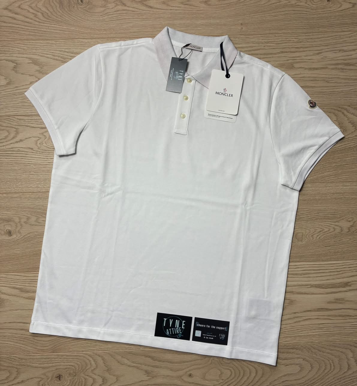 Moncler Maglia Manica Corta Spellout Collar Logo White Polo T-Shirt