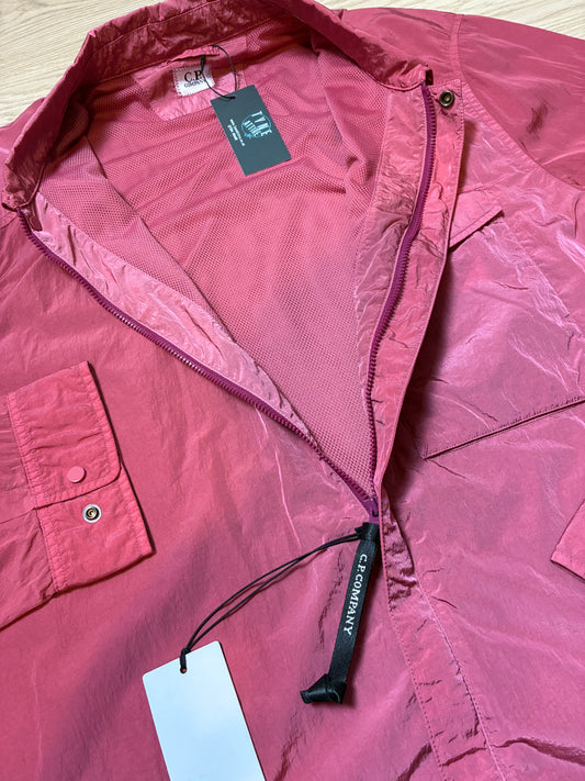 C.P. Company Chest Pocket Chrome-R Garment Dyed Arm Lens Red Bud Pink Full Zip Overshirt