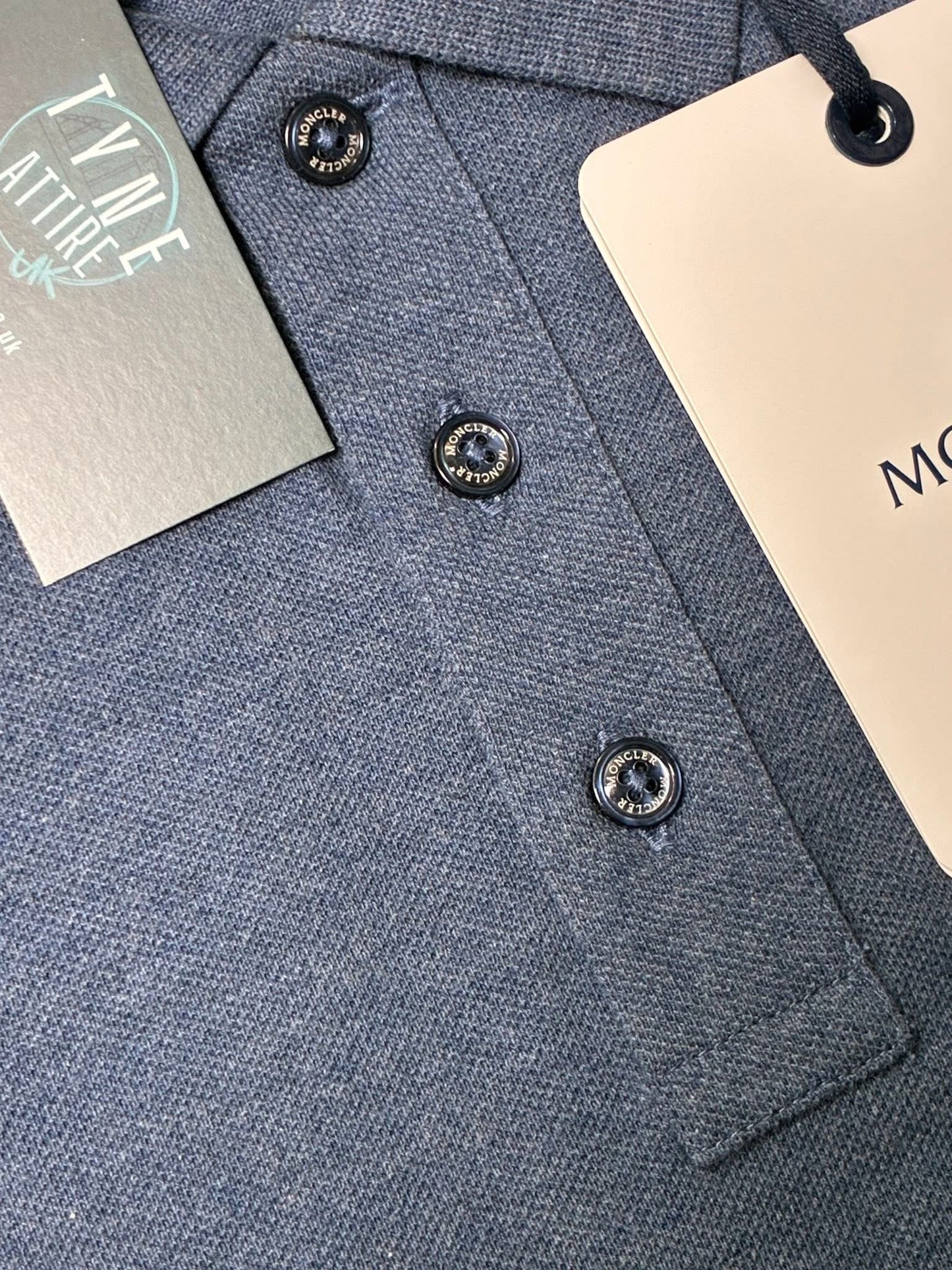 Moncler Maglia Manica Corta Spellout Collar Logo Blue Polo T-Shirt