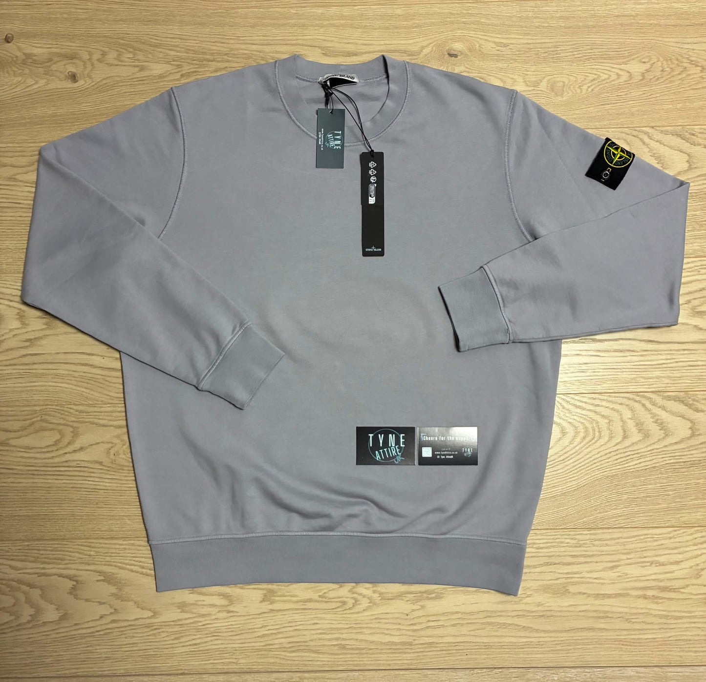 Stone Island 63051 Brushed Cotton Fleece Garment Dyed Dust Grey Sweater