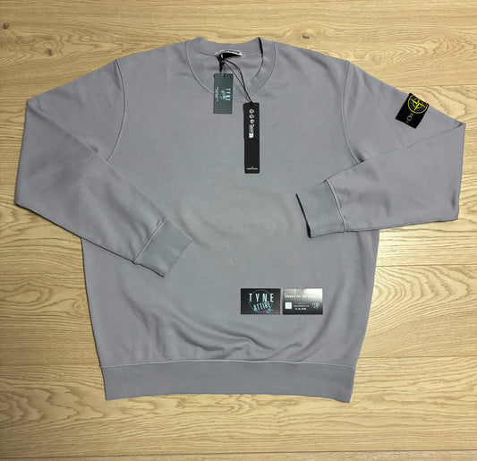 Stone Island 63051 Brushed Cotton Fleece Garment Dyed Dust Grey Sweater