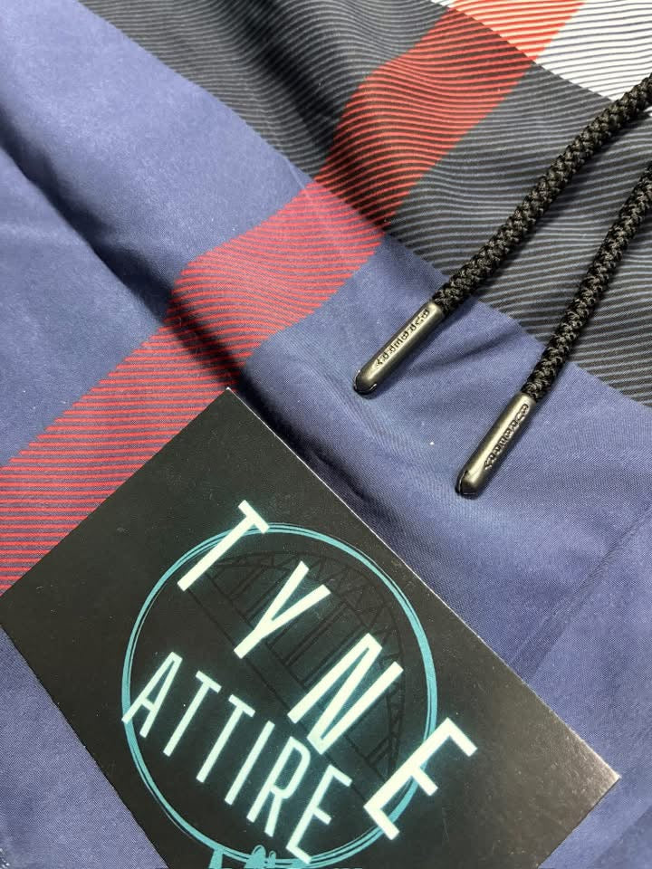 Burberry Guildes Oversize IP Check Carbon Blue Drawsting Swim Shorts