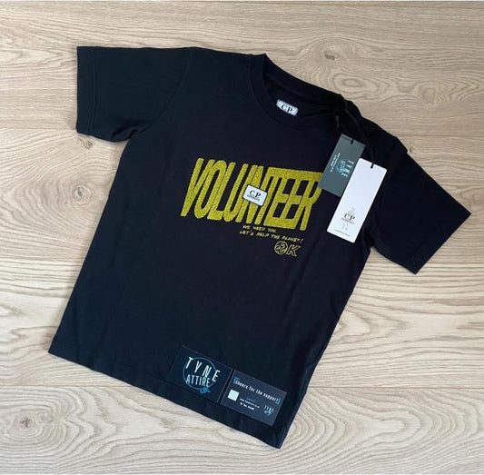 C.P. Company Junior Jersey 30/1 ‘Volunteer’ Logo Black Crewneck T-Shirt