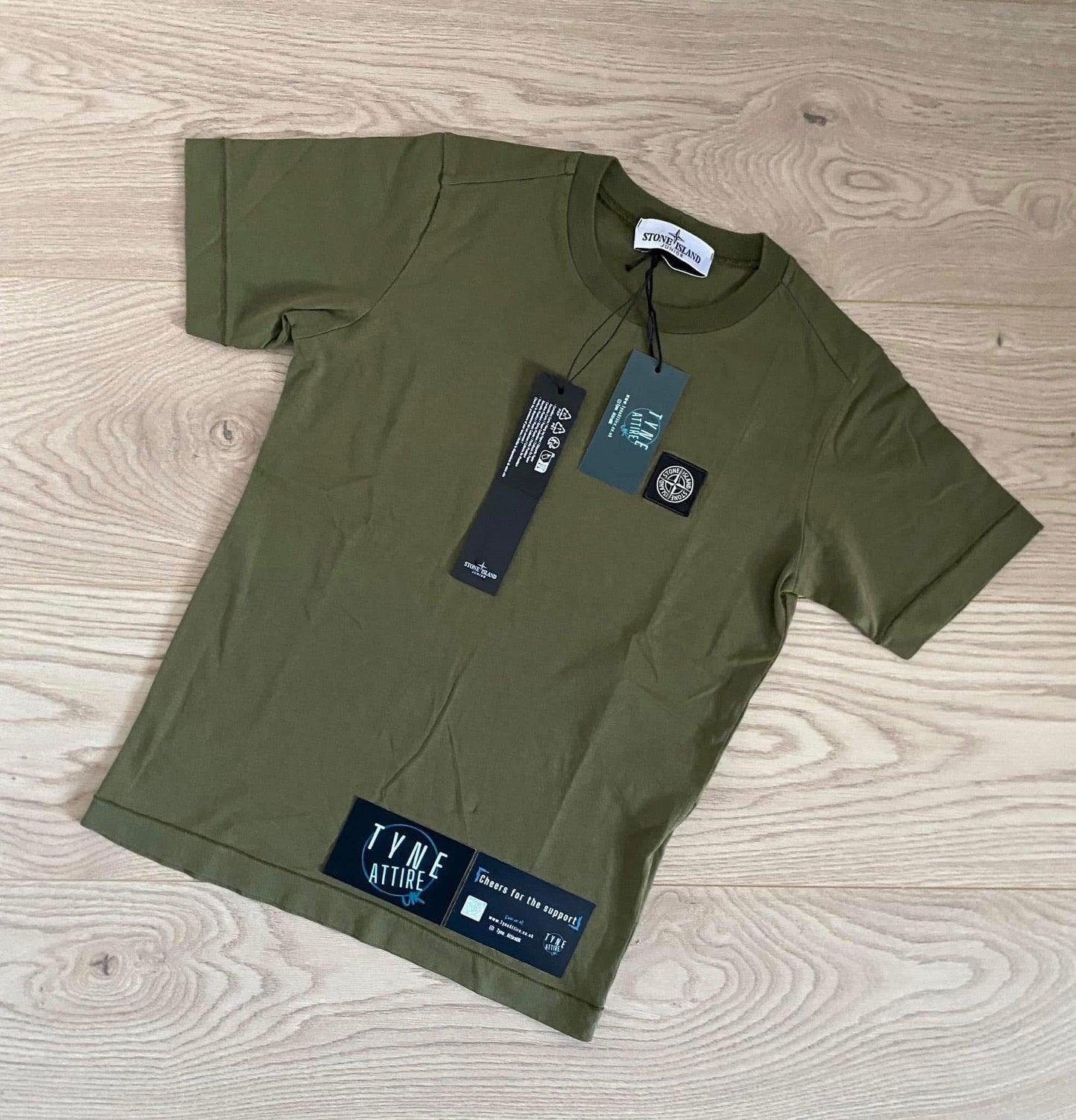 Stone Island Junior 20147 GD Compass Patch Logo Olive Green T-Shirt