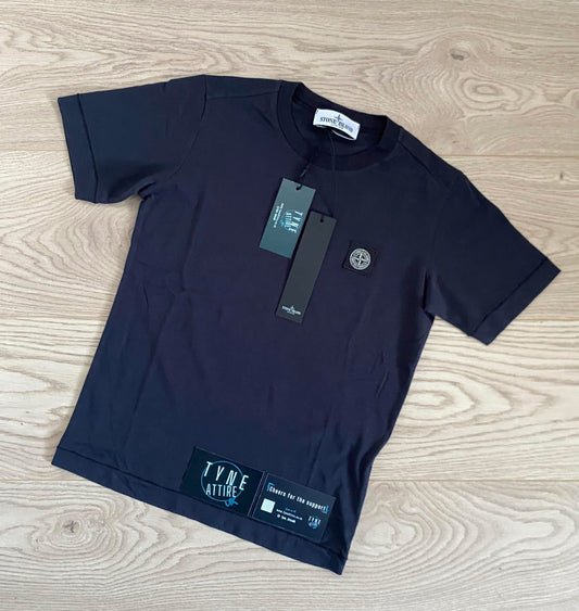 Stone Island Junior 20147 GD Compass Patch Logo Navy Blue T-Shirt