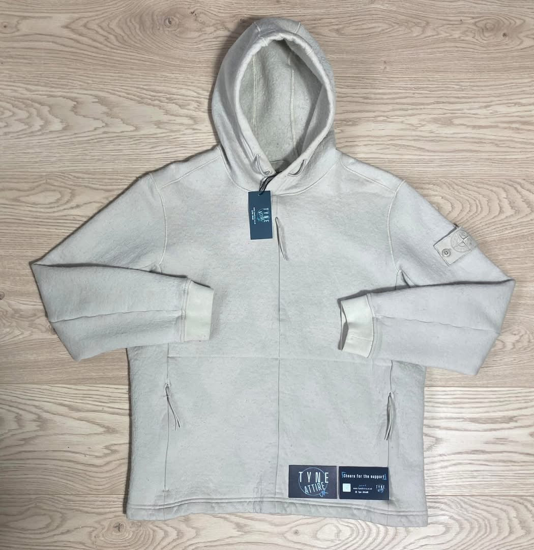 Stone Island 625F3 Ghost Piece Wool Jersey Popover Drawstring Hoodie