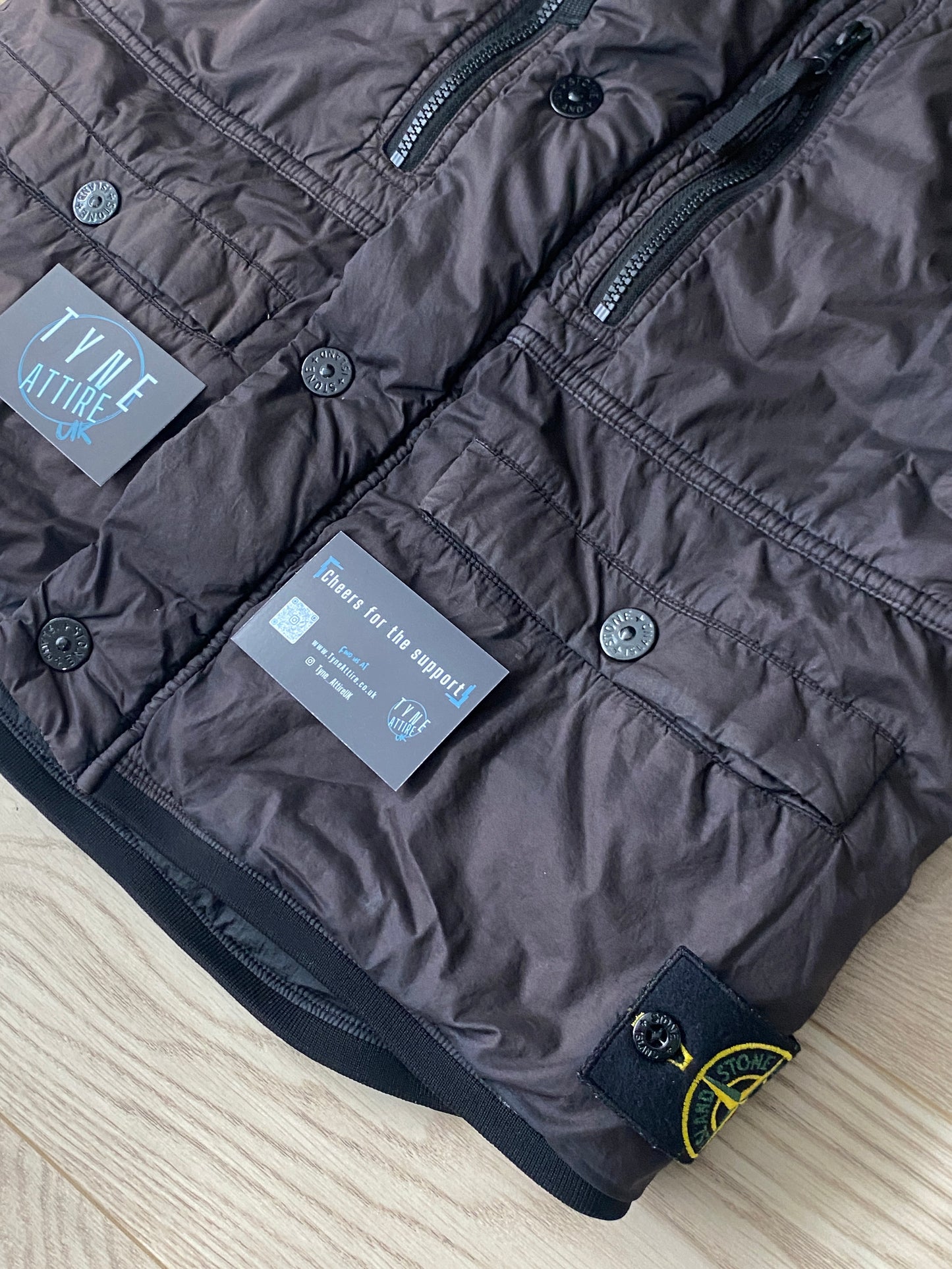 Stone Island G0222 Garment Dyed Down_C Zip/Button Dark Brown Gilet