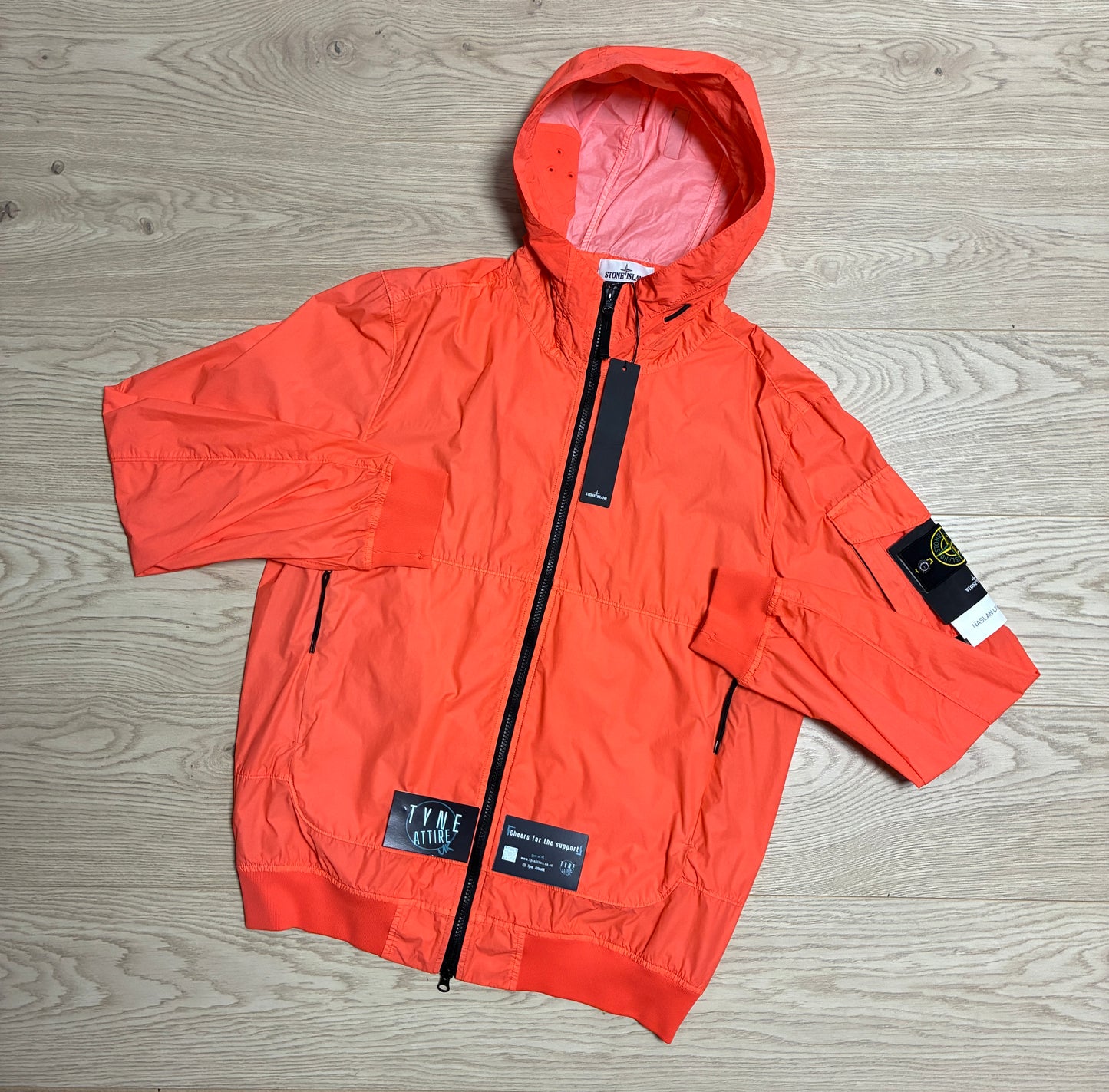 Stone Island 40632 Naslan Light Watro Coral Orange Hooded Lightweight Jacket