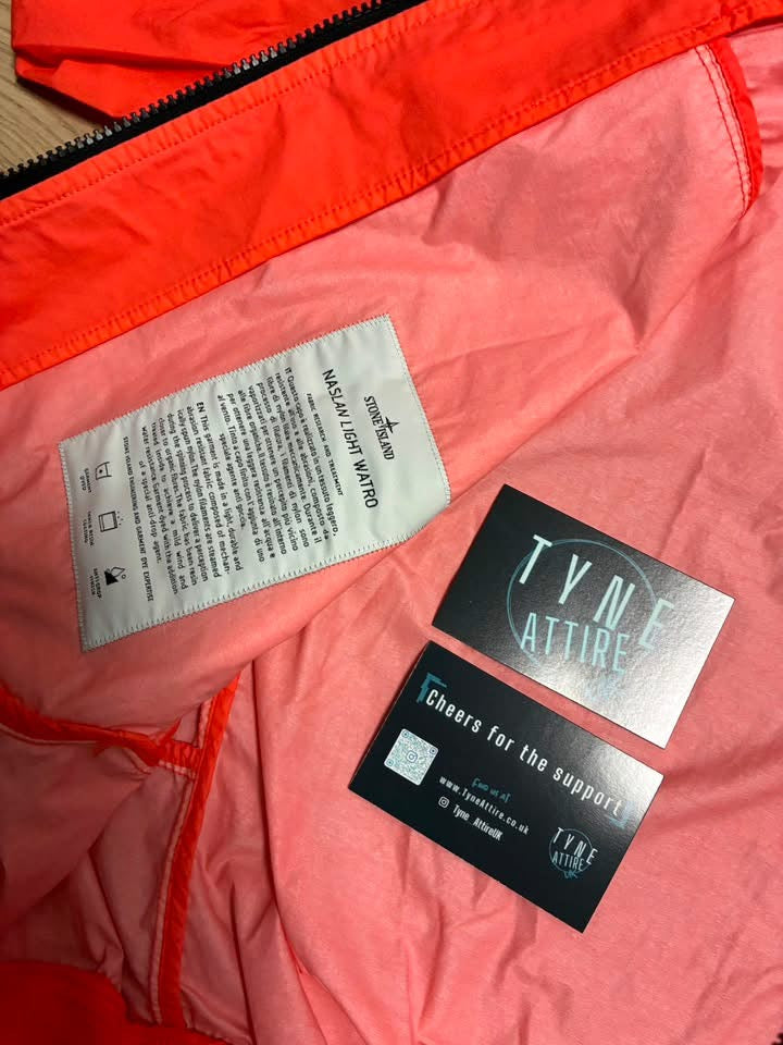Stone Island 40632 Naslan Light Watro Coral Orange Hooded Lightweight Jacket