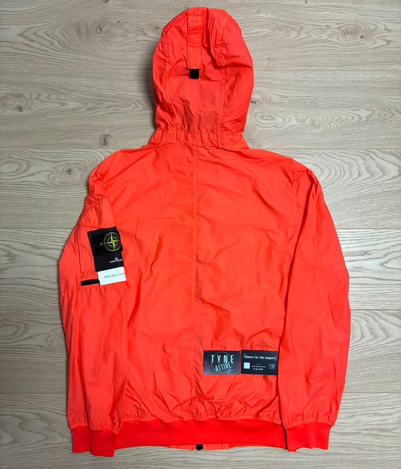 Stone Island 40632 Naslan Light Watro Coral Orange Hooded Lightweight Jacket