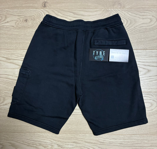 Stone Island 6200011 Garment Dyed Felpa Bermuda Organic Cotton Fleece Cargo Pocket Navy Blue Shorts