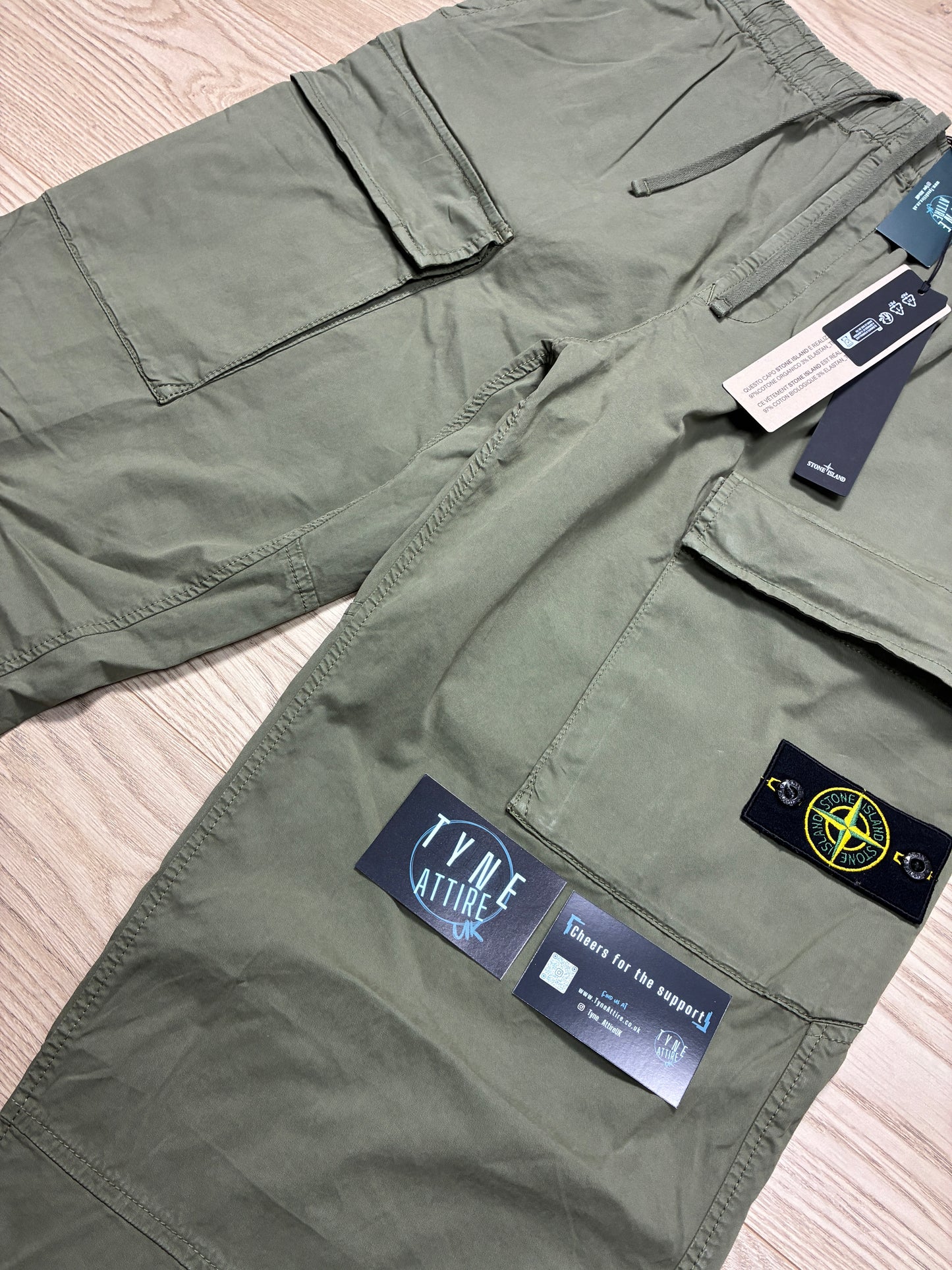 Stone Island 3100020 Stretch Organic Cotton Twill ‘Type LO’ Sage Green Cargo Trousers