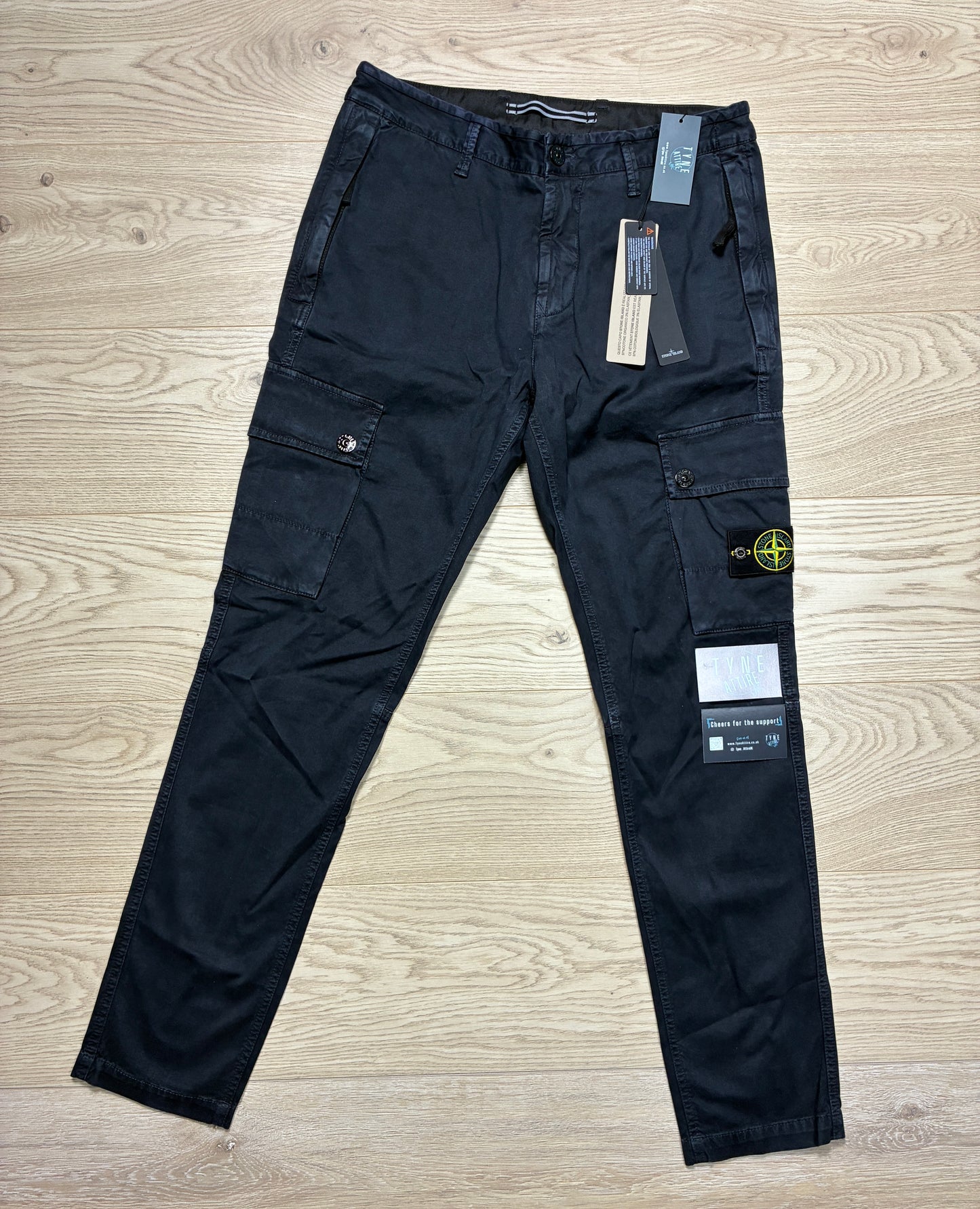 Stone Island 303L1 T.CO + OLD Brushed Cotton Canvas Dual Pocket Navy Blue Cargo Trousers