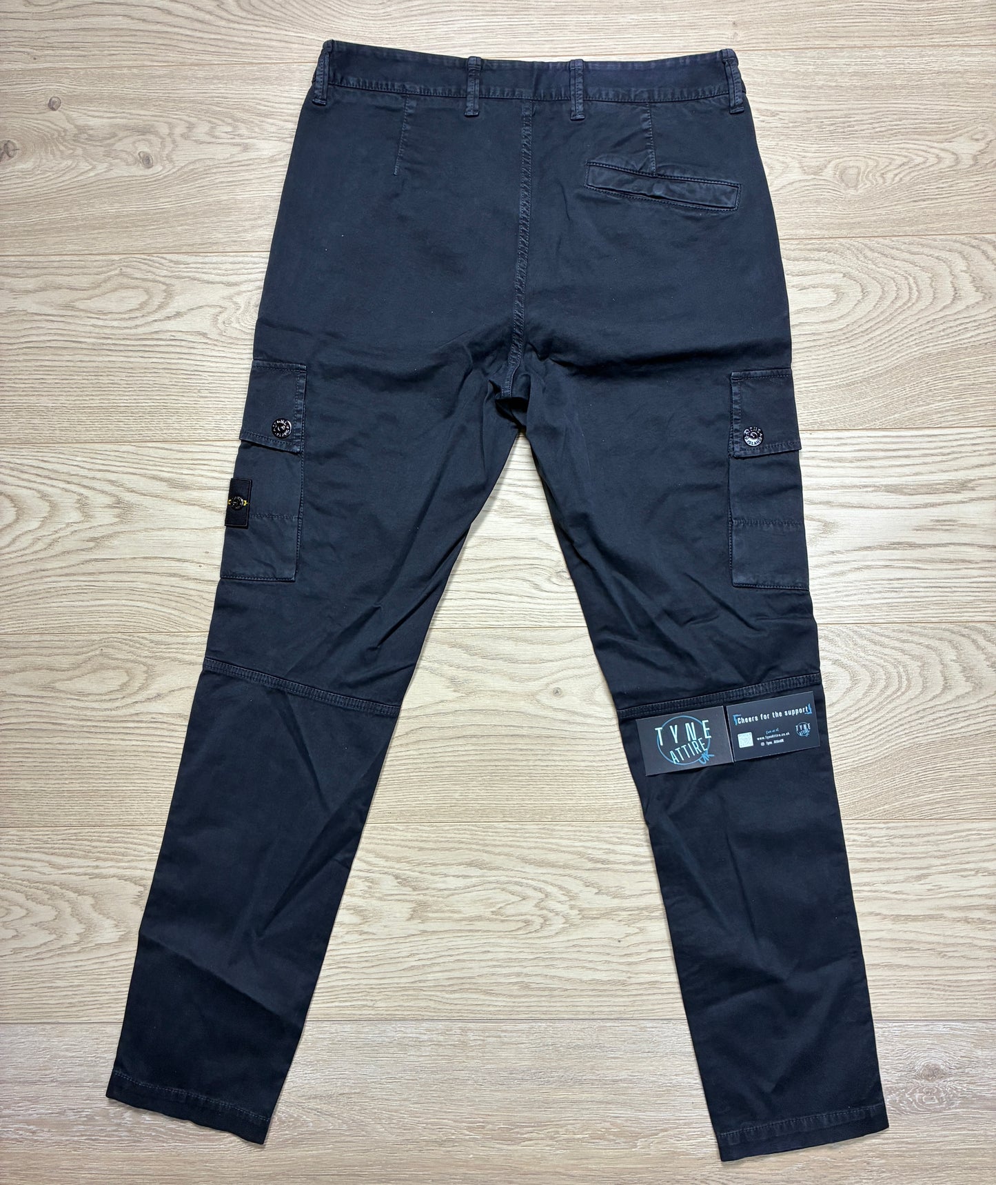 Stone Island 303L1 T.CO + OLD Brushed Cotton Canvas Dual Pocket Navy Blue Cargo Trousers