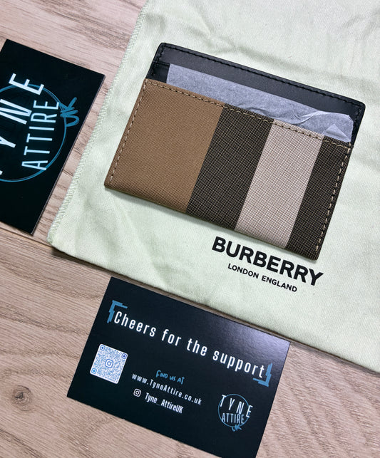 Burberry Sandon Oversized Check Print Unisex Canvas/Leather Taupe Brown/Beige Card Holder