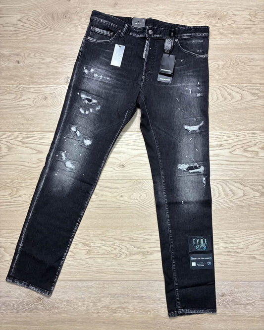 Dsquared DSQ ‘Cool Guy’ Rip Repair Distressed Effect Black Denim Jeans